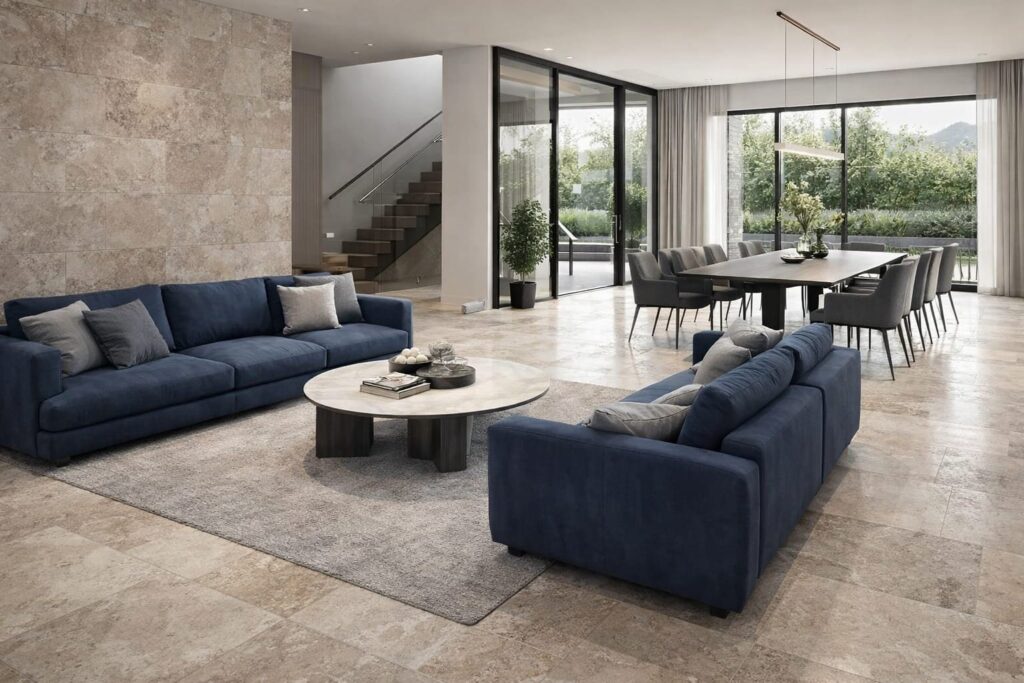 SILVER GREY CROSS CUT TRAVERTINE