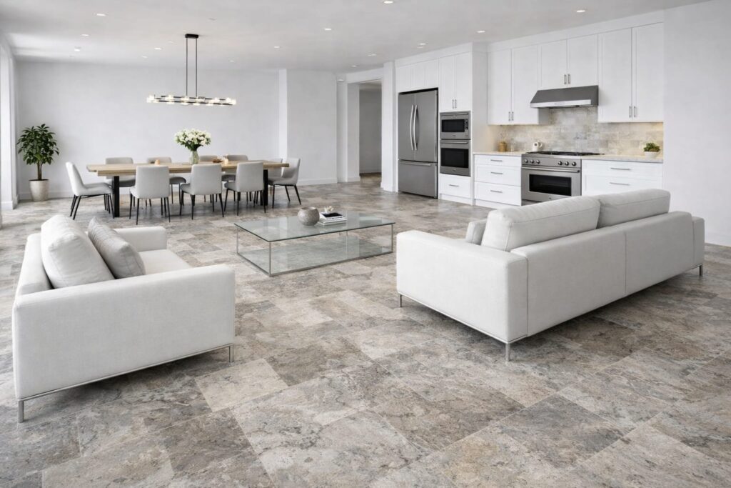 SILVER GREY CROSS CUT TRAVERTINE